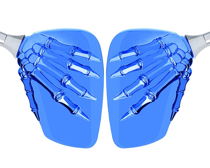 TOPCABIN 1 Pair Bicycle Mirror,Big View Bike Rear View Mirror Blindsight Multi Angle Adjustable Bike Mirror Billet Aluminum Chrome Plated Outside Skull Claw Style Also suitable for motorcycle mirror - Image 2